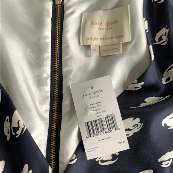 NWT Kate Spade navy and white print dress - Picture 4 of 7